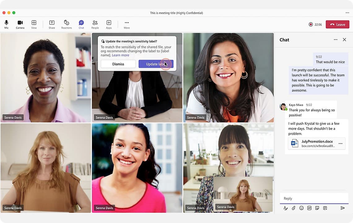 Microsoft Teams meetings and collaboration interface